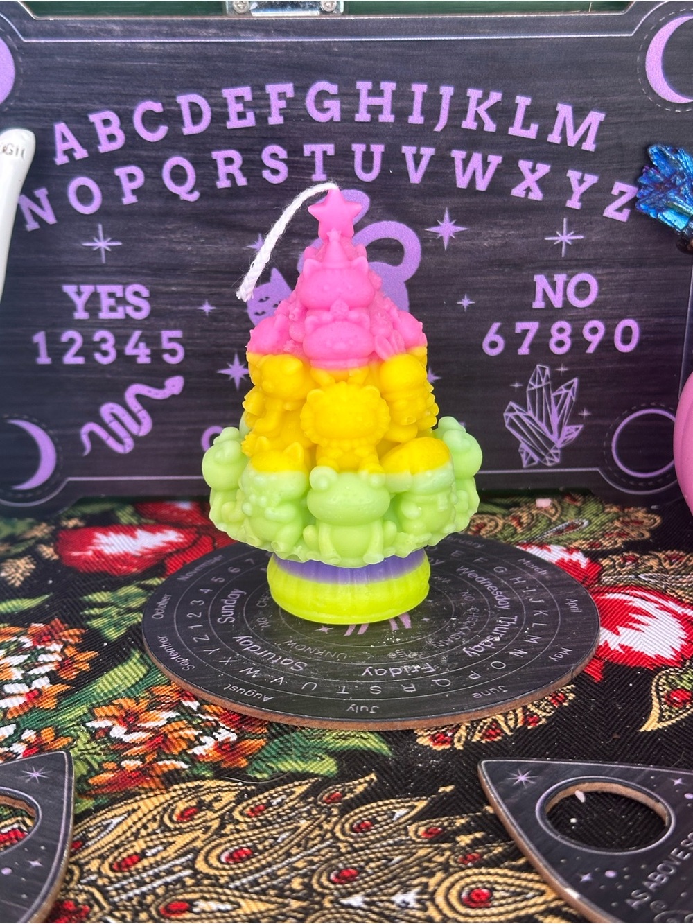 Kawaii Rainbow Critter Tree Candle